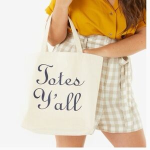 NWT Draper James “Totes Y’all” Canvas Cream Tote Bag